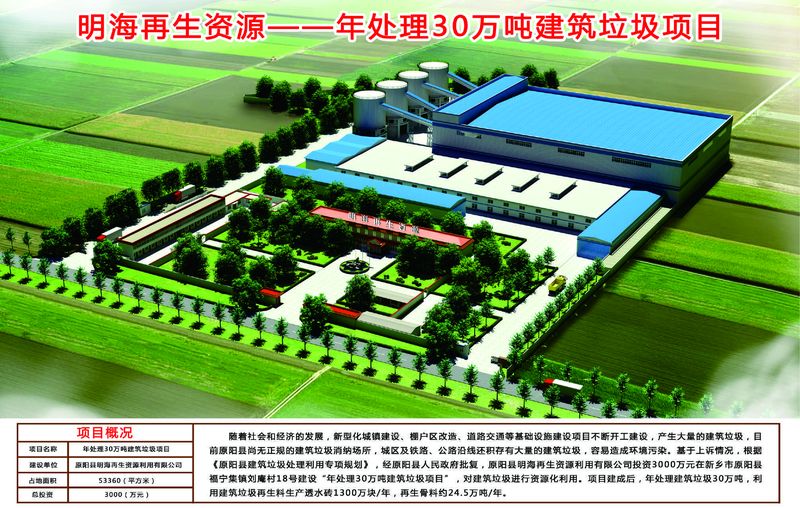 年處理30萬噸建筑垃圾項(xiàng)目 鳥瞰效果圖